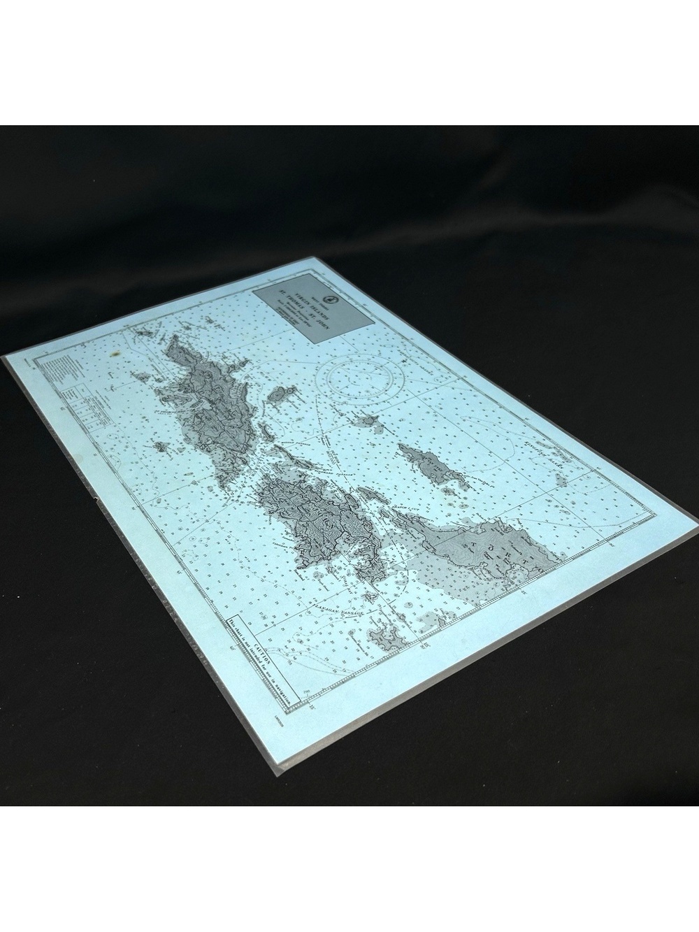 Vintage 70s Virgin Islands Placemat Depth Chart Soundings Maritime Nautical Read